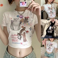 Retro Gyaru Damen Slim Crop