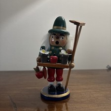 Vintage Räuchermann Brenner Gärtner Erzgebirge deutsche Holzfigur