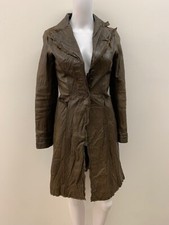 Stefanel taillierter Boho Ledermantel braun gr. XXS D30 IT36