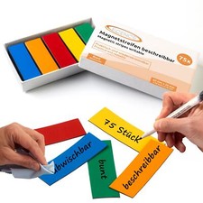 75 Magnetstreifen beschreibbar Etiketten Magnete Schilder bunt 60x20mm