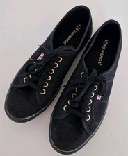 SUPERGA Sneaker Gr. 41 DAMEN Schwarz Black SCHUHE Canvas FLACH Turnschuh