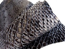 Lederhaut SCHLANGE KROKO SCHWARZ 120x45 1,2mm Rindleder Dickleder Kuhfell LARP