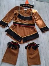 Indianerin Kostüm Kleid mit Stirnband & Stulpen ~ braun Gr. 98/104