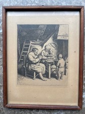 Ostade–Radierung „Bäuerliche Familie am Tisch“ – vermutlich Nachdruck 18./19.Jh
