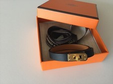 Original Hermes Armand Mini Kelly Double Tour, Schwarz / Gelbgold NEU