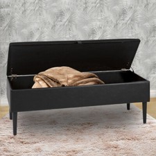 SITZBANK mit STAURAUM 110 x 40 x 40 cm Kunstleder Sitzfläche gepolstert schwarz