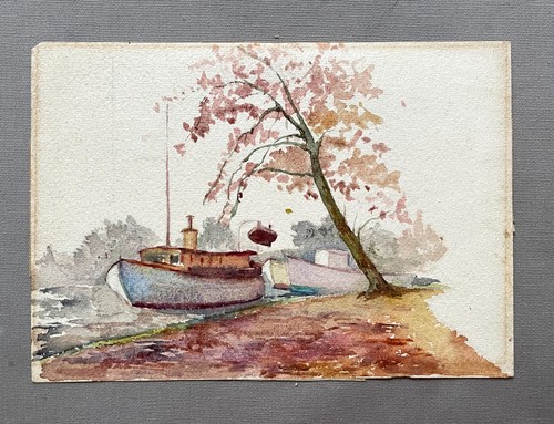 Hausboote antikes aquarell - hausboote,,