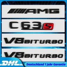 C63 AMG V8 Biturbo 3D Schriftzug Emblem Komplette Set für Mercedes Benz C63S