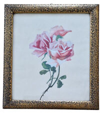 ? Altes Gemälde Aquarell Malerei Floral Blumen Rosen Stillleben - 31 x 28 cm