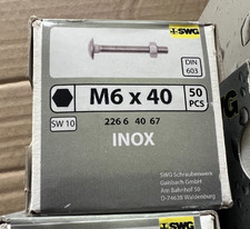 SWG Edelstahl Schlossschrauben M6x40mm inkl.Muttern 50St  Flachrundkopf / KuRegE
