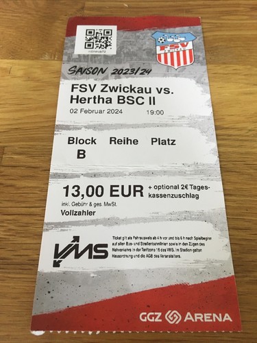 Used ticket fsv zwickau - used,
