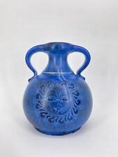 * THOMS HANDARBEIT STUDIO KERAMIK VASE BLAU AMPHORE SONNE MOND 60ER VINTAGE