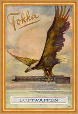 Fokker Luftwaffen Jagdflugzeug Militär Wehrmacht Braunbeck Motor A3 087 Gerahmt