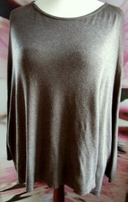 Shirt-Pullover mit weiten Flügelärmeln + Rollkrageneinsatz in Schokobraun Gr. 50