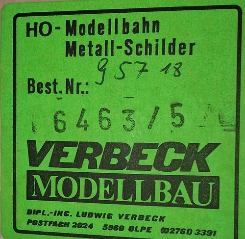 Verbeck dampflok plakette - verbeck, h0