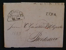Lübeck TuT -- BORDEAUX, 1833, Grenzübergang, extra Inhalt, Mängel