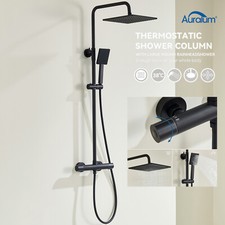 Regendusche Schwarz mit Thermostat Duscharmatur Handbrause Duschsystem Duschset 