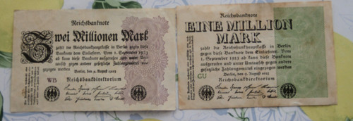 Geldschein 1mio 2mio - 2x,