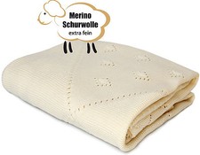 Baby-Decke Kuscheldecke Schmusedecke Babydecke Decke Merino Schurwolle 80 x 90cm