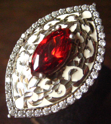 Rubinroter navette ring - ring, 925