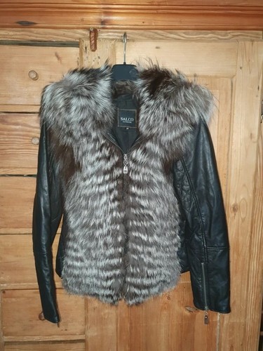 Lederjacke mit pelzeinsatz - mit,