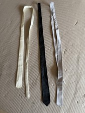 3x Vintage Schmale Krawatten Leder Lederkrawatten 