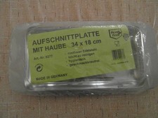 Aufschnittplatte mit Haube Kuchenplatte 34 x 18cm Edelstahl, Marke C.H.G.