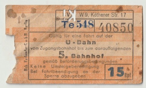 Alte fahrkarte köthenerstr - alte,