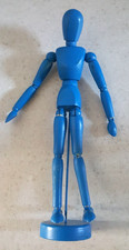 Gliederpuppe Holz blau lackiert Gelenkfigur Zeichenfigur Modell Zeichnen Nr. 1