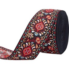 Jacquardband Schwarz Rot 9,5m Stoffband Fransen Bastelstoff Dekoration