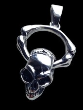 Edelstahl Anhänger 316L Totenkopf Knochen Skull Totenkopf-Schmuck Biker-Schmuck