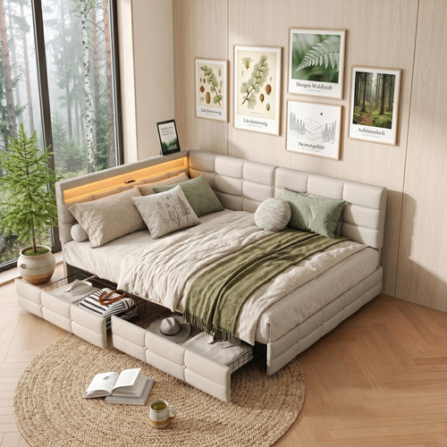 Polsterbett schlafsofa 140x190 - polsterbett,