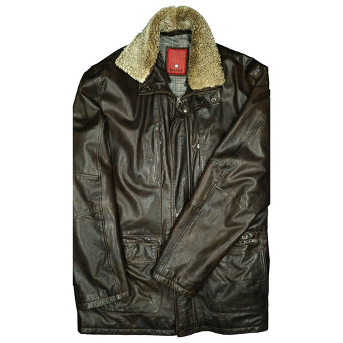 Trapper leder jacke braun - trapper,