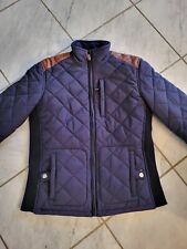 RALPH LAUREN Stepp Jacke Marine Mit Cognac LEDER Gr. S w. Neu hochwertig NP 249E