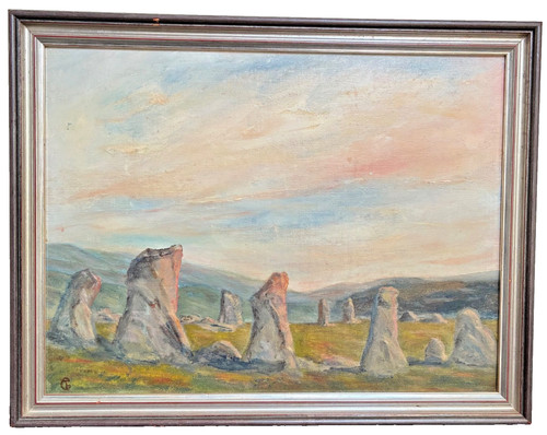 Vintage ölgemälde castlerigg - vintage,