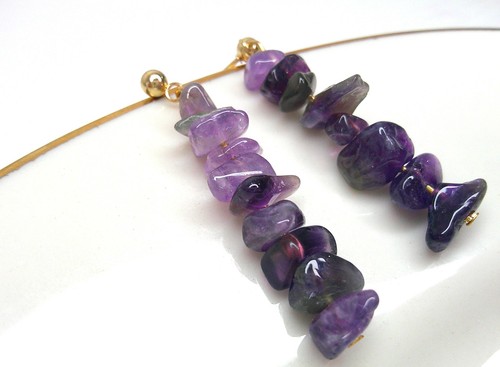24k gold amethyst ohrhänger - gold,