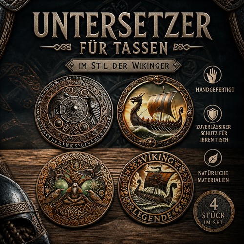 Wikinger korkuntersetzer - 4x,