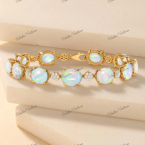 Weißer opal tennisarmband - weißer,