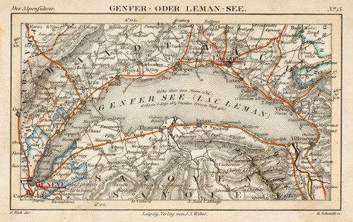 Genfer see original stahlstich - genfer,
