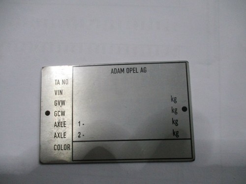 Typenschild opel schild - schild, gt