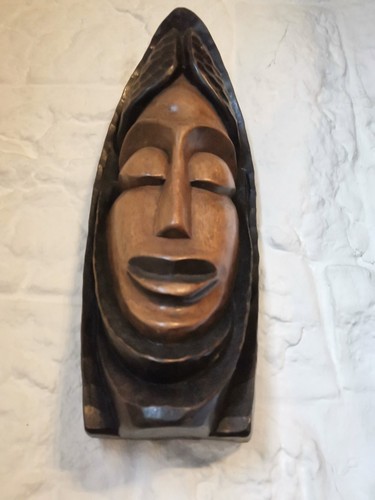 Afrikanische holzmaske mit - afrikanische,