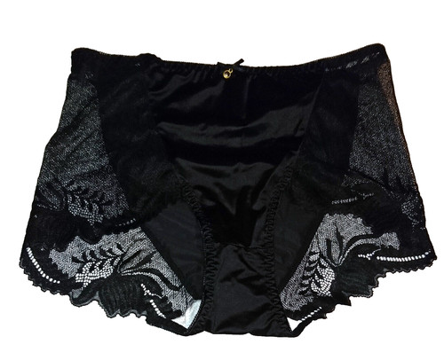 Satin slip spitze - satin, schwarz