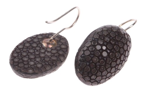 Rochenleder ohrringe cabochon - ohrringe,