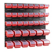 36  Stapelboxen Wandregal Box Deckel GR 1-2 Rot Schwarz  80x80 Schütte Werkstatt