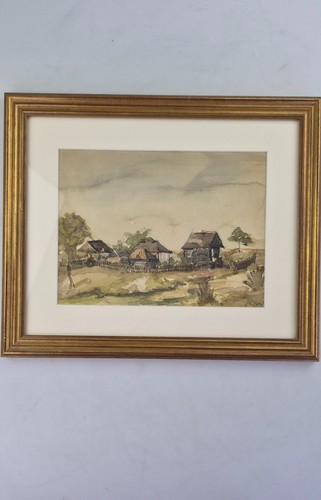 Altes aquarell dorfansicht - aquarell, –