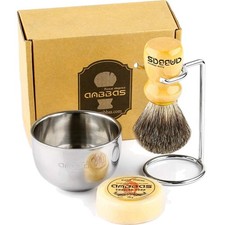 Rasierset Herren Rasierpinsel Dachshaar Rasierpinsel Schale Seife Geschenk