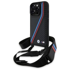 BMW M Edition Carbon Tricolor Lines Hülle für iPhone 16 Pro 6.3" Schwarz