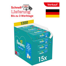 Pampers Fresh Clean Baby Wipes, 1200 wipes (15 x 80) with fresh scent