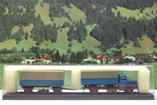 Brekina 1:87 Krupp Sattelzug PP mit Anhänger blau in Ovp Nr.5071