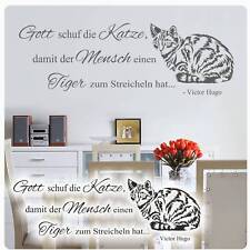 Wandtattoo Tiger Katze zum Streicheln Wandaufkleber Zitat Victor Hugo W1705 
